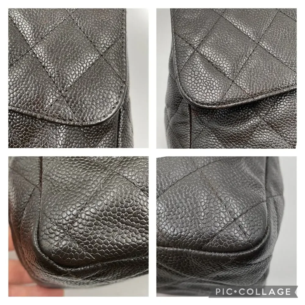 Chanel Jumbo Single Flap Caviar Bag Leather Brown Classic SHW Silver Hardware